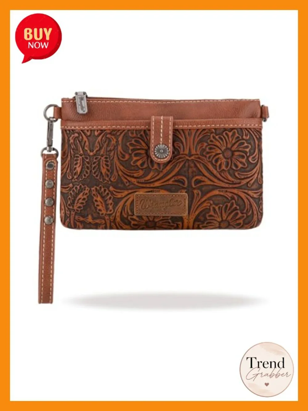 Western Cowhide Crossbody Convertible Clutch Wristlet Purse